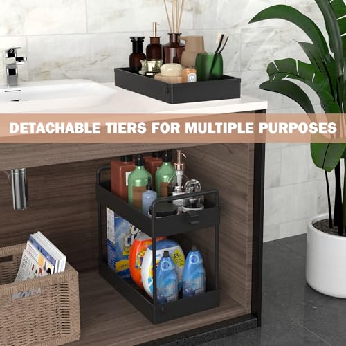 Ronlap 3 Tier Slim Rolling Storage Cart with Wheels Utility Organizer,Black - color: Black