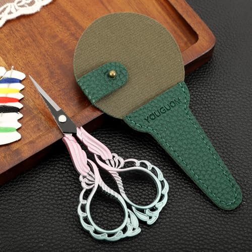 YOUGUOM Detail Scissors with Cover, Small Craft Shears - color: Pink