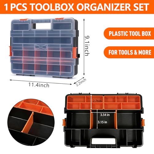 1-Pack Parts Tool Box Organizers,21-Compartments Organizer Box with Removable Dividers for Hardware, Screws, Bolts, Nails, Beads, Jewelry and Fishing Accessories,Stackable (1 pcs) - color: 1 pcs