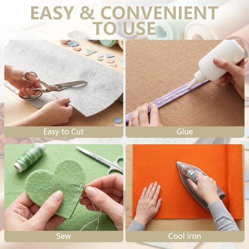 Ivory Soft Felt Sheet 36'' X 36'', 1.4mm Large Felt Fabric Sheet for Crafts - color: Lvory