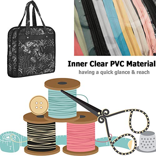 PACMAXI Sewing Accessories Storage Bag, Knitting, Craft Tools - color: White Tree with Black Background