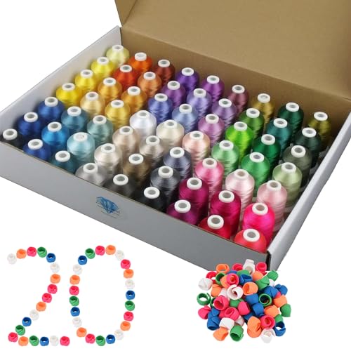 Simthread 63 Colors Compatible with Brother Polyester Embroidery Machine Thread + 20 Thread Holder Kit - color: 63 Colors+20 Holder