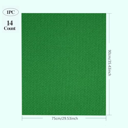 Zhenqing 14CT Aida Cloth - 30x35 Inch Cross Stitch Fabric for Embroidery, Pre-Cut Needlework Material, Acid-Free, Durable Weave(Green) - color: Green