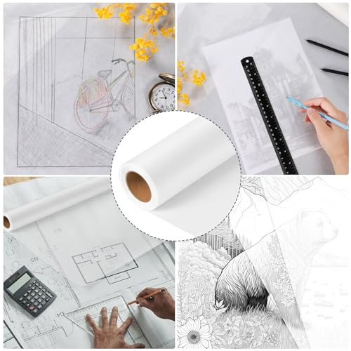 Tracing Paper Roll 24in x 30yd, White Trace Paper Pattern Paper Translucent Tracing Paper for Sewing, Drawing, Sketching, Gift Wrapping - size: 24in x 30yd