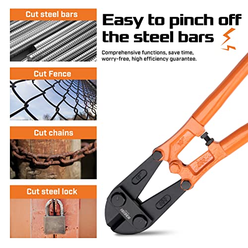 KSEIBI 141575 Small Bolt Cutters 14 inch, Heavy Duty Chrome Vanadium Wire Bolt Cutter with Soft Grip Ergonomic Handle, Ideal for Cutting Small Fences, Steel Wire, Chains, Screws, Locks, and Rivet - size: 14 Inch-350MM