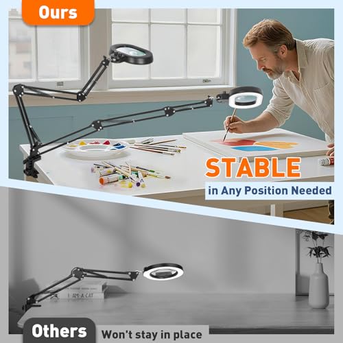 KIRKAS Magnifying Glass with Light 3-axis Rotation, 35in Long Arm 12X 30X - size: 35in-2