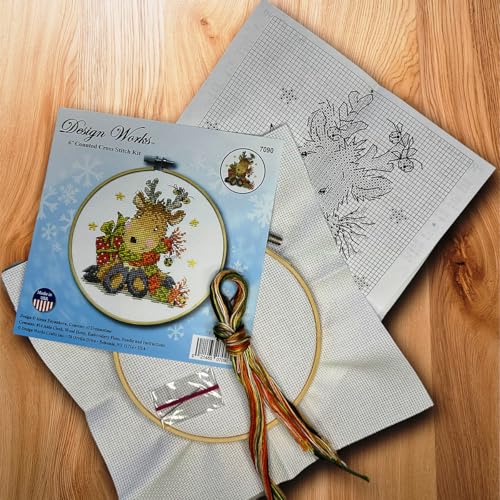 Design Works Crafts Reindeer Counted Cross Stitch Kit with Hoop