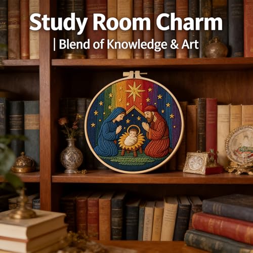 Christmas Nativity Embroidery Kit, Cross Stitch Kit for Adults DIY Craft - color: shengjing-3