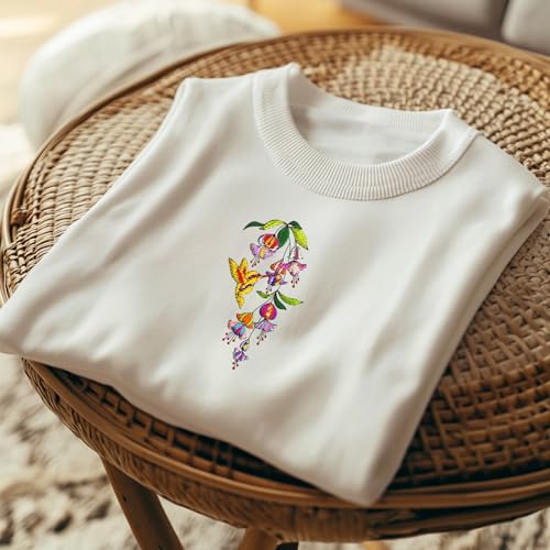 Peacoblue Bird and Flower Stick and Stitch Embroidery Patterns - color: Bird and Flower