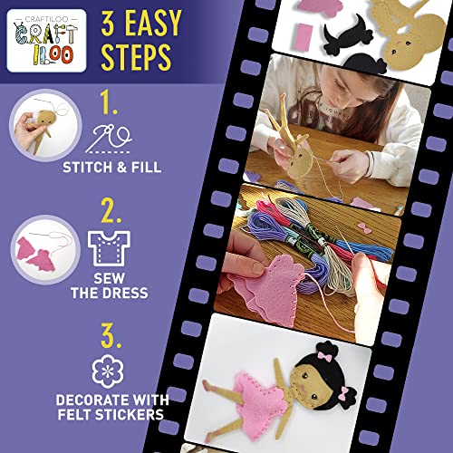 Ballerina Sewing Kit for Kids Ages 5-12 - 5 Felt Dancer Dolls, Beginner - color: Ballerina Kit