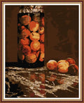 IUHUI 14 Count Stamped Cross Stitch Kits for Beginners Adults, Jar of Peaches of Claude Monet Pre-Printed DIY 14ct Embroidery Sewing Starter Kit Needlework Easy Patterns Famous Paintings - color: Jar of Peaches