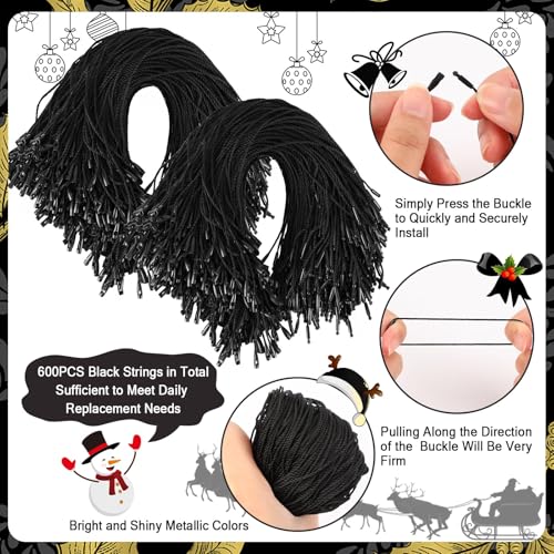 JUNEBRUSHS 600PCS Black Halloween Ornament Hooks Ornament Hangers with Snap - color: Black