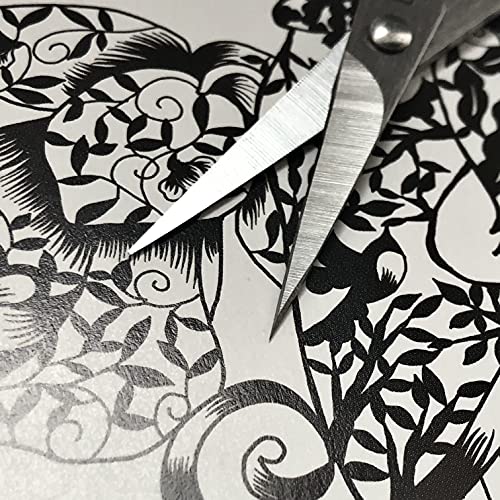 CANARY Small Precision Scissors - 4" with One Extra Pointed Tip, Mini Scissors for Paper Cutting, Paper Crafts, Kirie Art, Made in Japan - size: Papercutting Art (Intermediate)