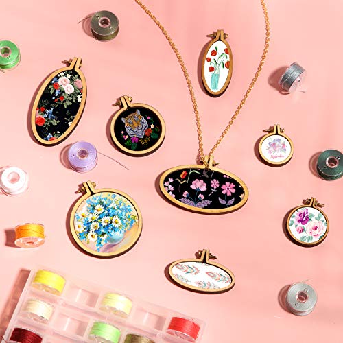 Syhood 8 Sets Mini Embroidery Hoop Wooden