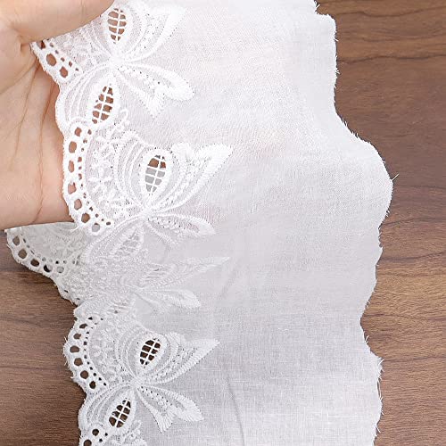 Eyelet Lace Trim 4.8 Yards White Cotton Lace Ribbon Embroidery Scalloped Lace for Sewing, Baby Clothes, Pets Clothes - color: 6#