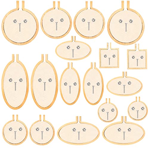 Framendino, 18 Pack Mini Embroidery Hoops Tiny Round for DIY Jewelry Pendant and Keychain