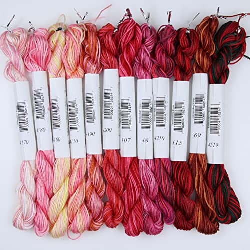 KCS Big skeins of 25 Meters Size 25 Color Variegated Cross Stitch Stranded Threads,12 skeins,05 - color: 12skeins05, size: 12 skeins