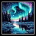 Fanxvivy Counted Cross Stitch Kits for Adults 11CT Unprinted Cross-Stitch Patterns Embroidery Kits Easy Cross Stitching Needlepoint Kits-Northern Lights Snow Scene 18x18 inch - color: DIYcraft15