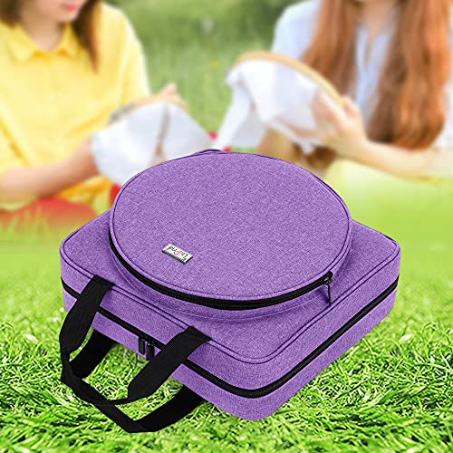 LoDrid Embroidery Project Bag, Square Supplies Storage Tote, Purple - color: Purple