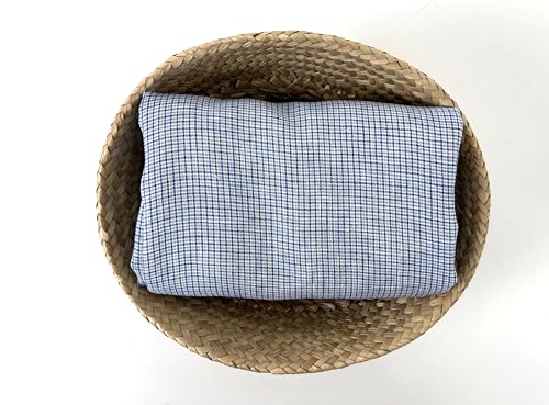100% Linen Fabric – Checks & Plaids, Lightweight, Soft Pre-Washed – 51-52” Wide – Perfect for Sewing, Quilting, Apparel & Home Projects (3 Yard pre Cut, Mini Gingham Blue 7340) - size: 3 yard pre cut