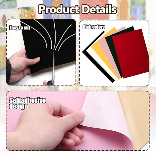 Biaungdo Pink Self Adhesive Felt Sheets, 8 x 12 Inch, 12 Pcs - color: Pink