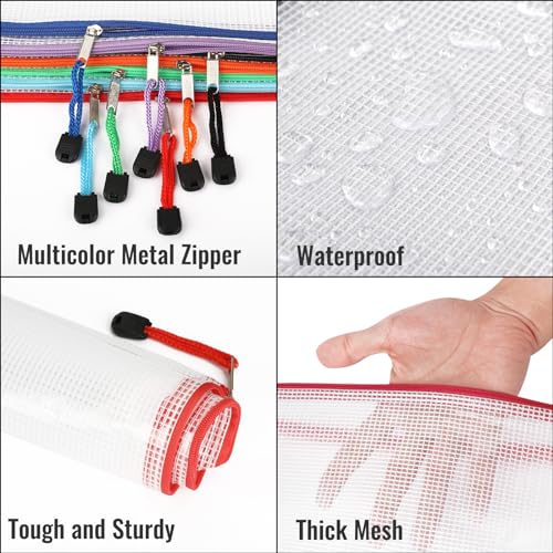 EOOUT 32pcs Mesh Zipper Pouch Bags, Mesh Bags with Zipper, Zipper Pouch for Organizing, Letter Size, A4 Size, for Office Supplies, Puzzles - style: 32pcs