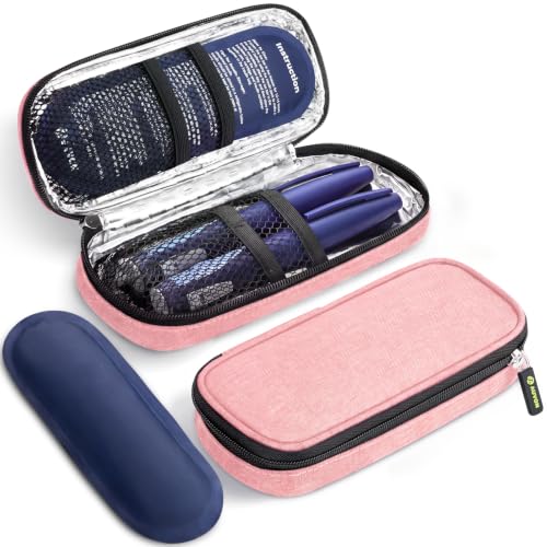 AUVON Lightweight Insulin Cooler Travel Case, 3-Layer Thickened Insulation - color: Pink