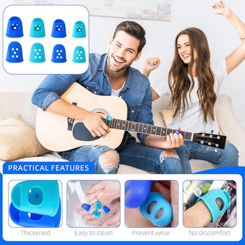 16PCS Guitar Fingertip Protector,4 Sizes Silicone Finger Tips,Anti-Slip Finger Protection Covers Caps,for Manual Sewing,Money Counting and Stringed Instruments (Pink & Translucent) - color: Pink & Translucent