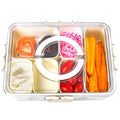 Bandesun Divided Serving Tray with Lid and Handle - Clear Organizer for Candy, Fruits, Nuts, Snacks - Perfect for Party, Entertaining - Snackle Box Charcuterie Container for Portable Snack Platters - style: compartments Long 1pcs Small 4pcs Medium 1pcs