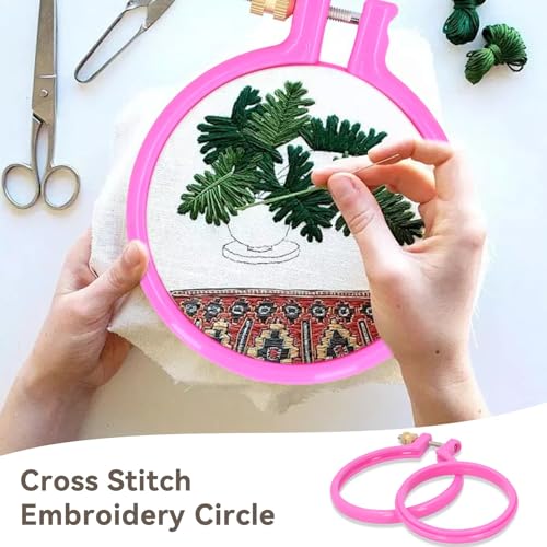 Plastic Embroidery Hoop, 3PCS 3 Inch Small Cross Stitch Hoop Adjustable Embroidery Ring Hoop Round Sewing Circle Ring for Art Craft Sewing - size: 3in
