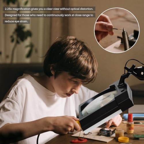 LED Magnifying Lamp with Clamp, 14W 1200LM, 2.25X, Black - color: Black