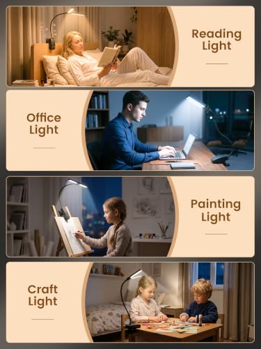 Clip on Light,100 LEDs+10 Brightness+5 Colors Foldable Music Stand Light