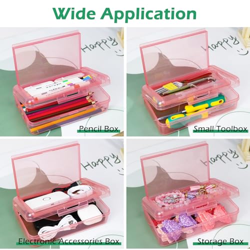 Double Layer Plastic Clear Hard Colored Pencil Box Case Pen Crayon Box - color: Blue