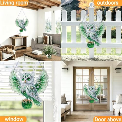STGLCR Diamonds Art kit for Adult,Owl Pendant Diamonds Painting Art Kit,7.79x7.59inch Acrylic Diamonds Painting Board Kit Ornament, Special Crystal Diamond Hanging Ornament - color: Owl