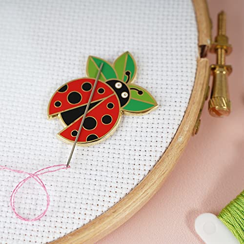 Caterpillar Cross Stitch Ladybug Magnetic Enamel Needle Minder - for Cross Stitch, Sewing, Embroidery and Needlework Accessories