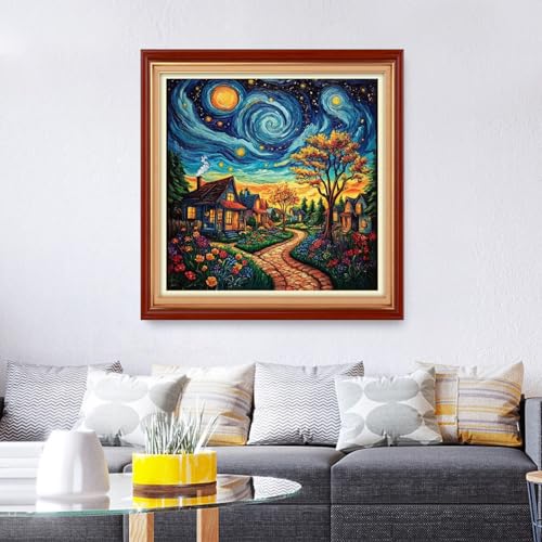 Foxhool Stamped Cross Stitch Kits,11CT Printed Cross Stitch Pattern Full Embroidery Kits for Beginner Needlepoint Kits&Dream Home 18x18 inch - color: ColorSet19