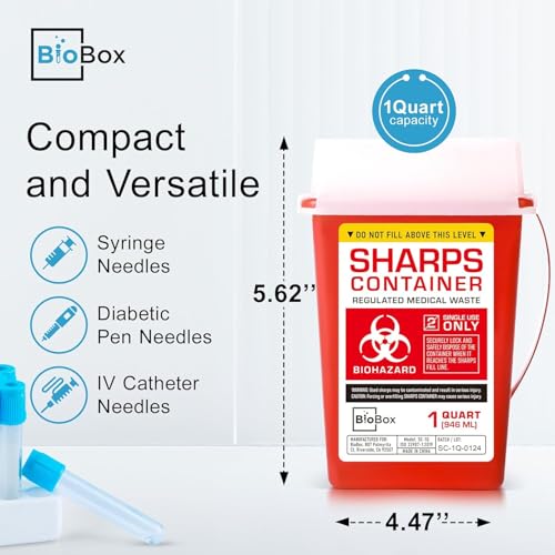 Sharps Container - Small Sharps Containers for Home Use, Travel & Disposal - size: 1 Quart