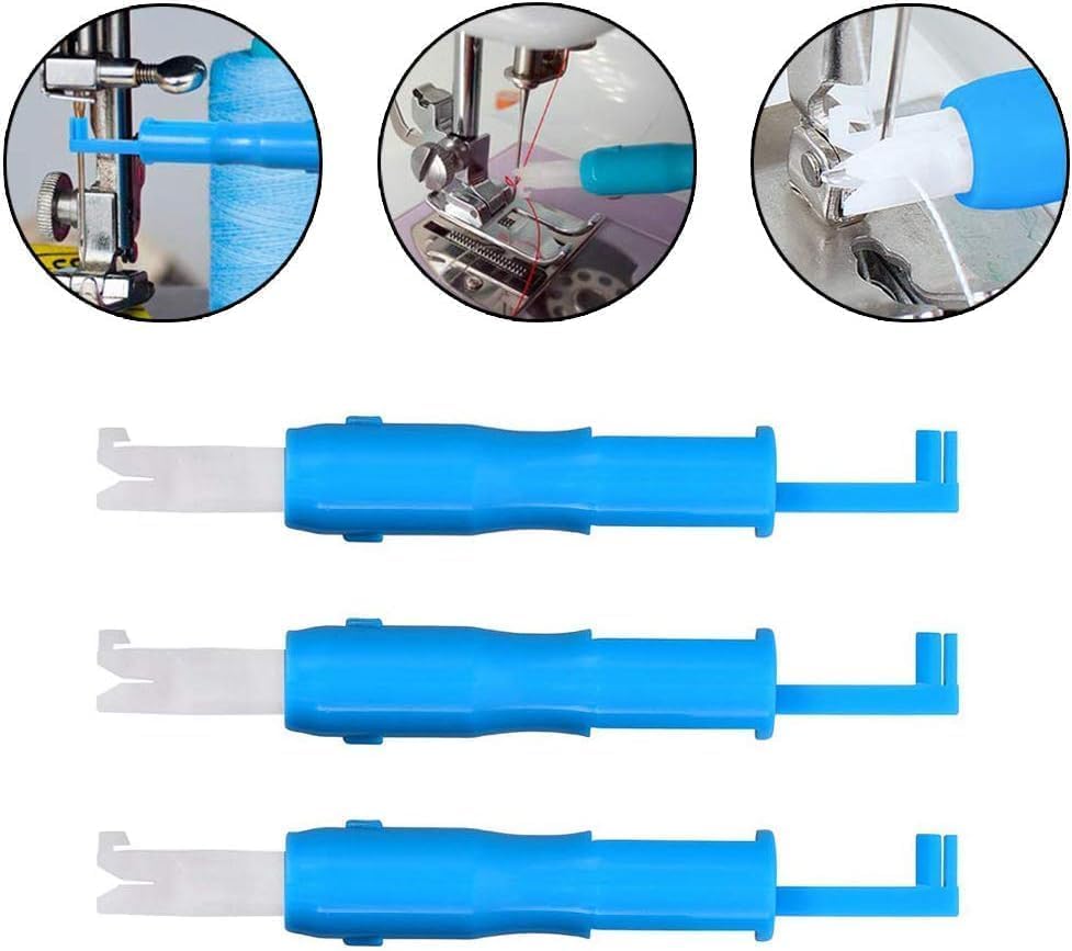 ZhangyiHot 3Pcs Blue Needle Threader, Elderly People Automatic Sewing Machine Needle Threader Line Inserter Tool for Hand Sewing
