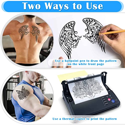 50 Sheets Tattoo Transfer Paper, Cridoz Tattoo Stencil Paper for Tattooing, Transfer Paper for Tattooing, A4 Size 8 1/4" x 11 3/4