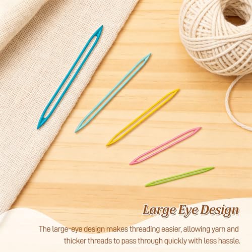 15PCS Large Eye Plastic Yarn Needles for Knitting and Crochet, Flexible Tapestry Darning Needles for Weaving in Ends with Thick Bulky Yarn, Multicolor