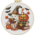 Stamped Cross Stitch Kits for Beginners Adults-Ghost,with Embroidery Hoop - color: Ghost-2605