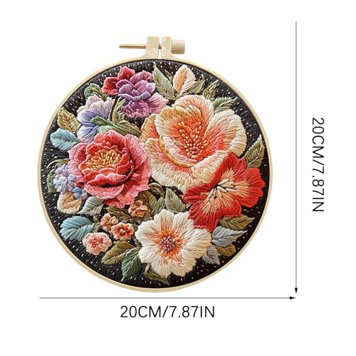 ARTopet Embroidery Kit for Beginners Cross Stitch Kits Needlepoint Set Colorful Flowers Patterns Embroidery Thread Kit for Craft Lover Hand Stitch with Hoop Threads Fabric-Flowers02 - color: Flowers02