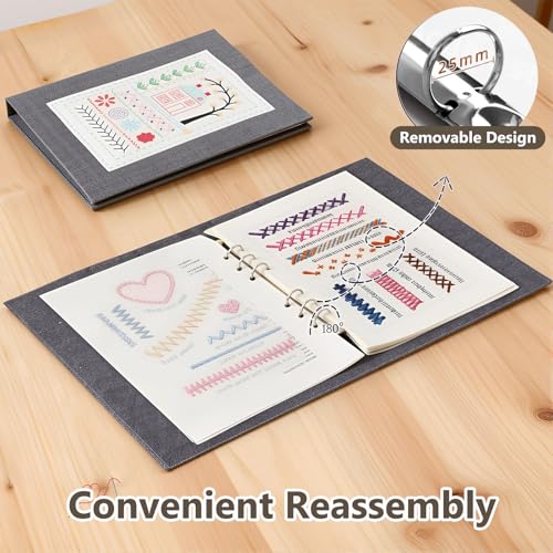 pzvdsog 2026 Upgraded Removable Stitch Book Kit with Extra Thick Threads, Needles Threader Thimble Sewing Tool, DIY Embroidery Stitch Bo-ok kit, 108 Pattern for DIY and Sew Enthusiast