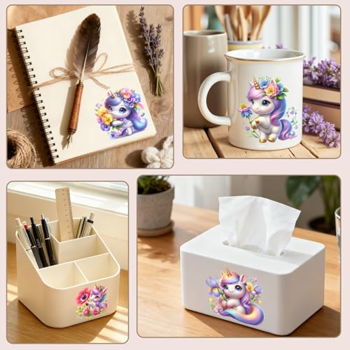 32 PCS Cute Unicorn with Flowers UV DTF Cup Wrap Stickers - style: Cute Unicorn with Flowers
