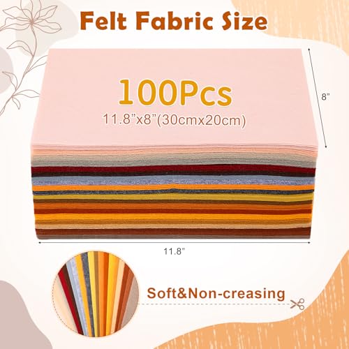 Tegeme 100 Pcs 8 x 12 Inches Felt Sheet for Craft Thin, Brown Series - color: Brown Series