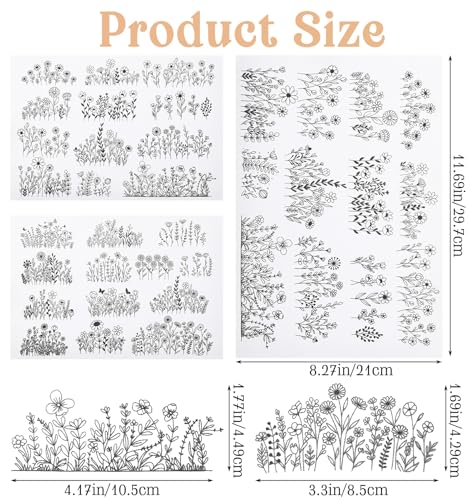 25PCS Embroidery Transfer Patterns, 2 Sheets Embroidery Patterns Water Soluble for Hand Sewing Needlework Beginners (11.7 * 8 Inch)