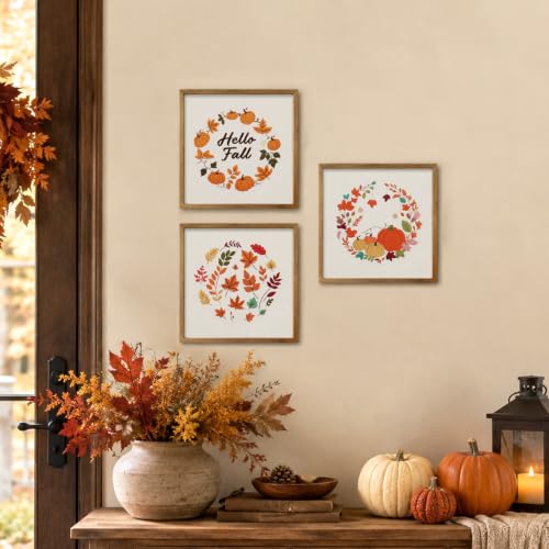 5 Sets Fall Embroidery Kits for Beginners, Autumn Pumpkins and Maple Leaves Embroidery Starter Kit for Adults Thanksgiving Gifts with Stamped Pattern DIY Needlepoint Kit Cross Stitch Set with 2 Hoops - size: Fall