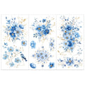 OLYCRAFT 3pcs/Set Blue Gold Foil Flower Transfer Stickers 6x12 Inch Rub on Transfers for Furniture and Crafts Blue Flower Furniture Decals Floral Theme Rub on Decals for Wood Home Window Decor - style: Juliet