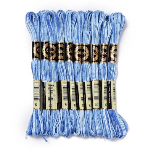 10 Skeins Dodger Blue 0.5mm 6-Ply Polyester Embroidery Floss Cross Stitch Threads Segment Dyed Gradient for DIY Craft Hand Sewing Knitting DIY Crafts Jewelry Making 8.75 Yards(8m)/Skein - color: Dodger Blue