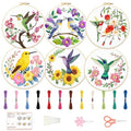 BEUNITONE 6 Set Hummingbird Starter Embroidery Kit with Pre-Stamped Pattern - style: Hummingbird